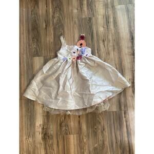 Bonnie Jean Girls SZ 6X Taupe-Peach Floral Applique Mikado Dress